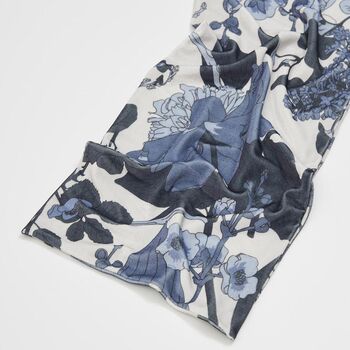 Deco Blooms Blue Tonal Velvet Scarf, 2 of 2