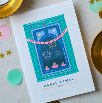 Three Hand Finished Sparkly Diwali Cards, 3 of 10