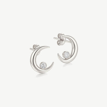 Gold Or Silver Women's Dainty Crescent Moon And Star Stud Earrings, 5 of 6