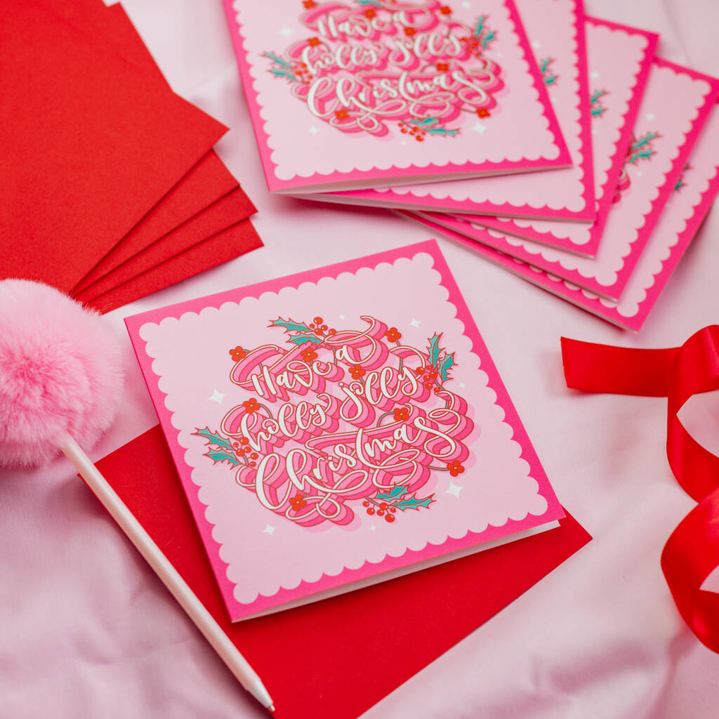 Pack Of Six Holly Jolly Christmas Cards By Dottie s Paper Co 