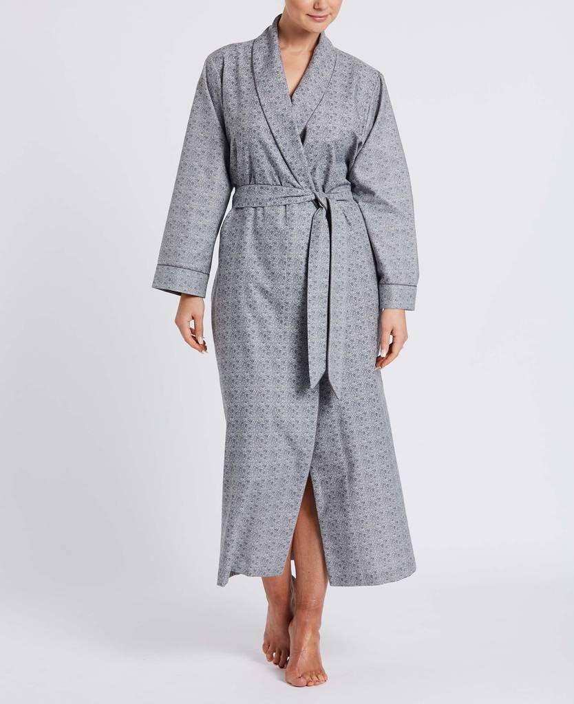Women's Cotton Robe In Earl Grey Rose Print By BRITISH BOXERS ...