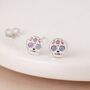 Sterling Silver Sugar Skull Stud Earrings – 10mm X 8mm, thumbnail 1 of 7