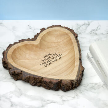 Personalised Carved Wooden Heart Trinket Dish, 2 of 9