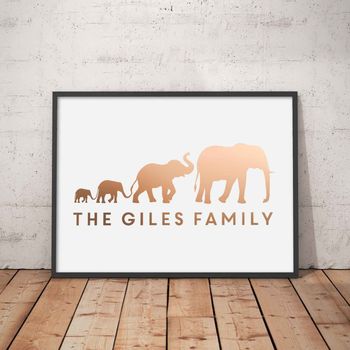 Personalised Elephant Family Foil Print, 3 of 6