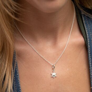 Sterling Silver Sheriff's Badge Charm Necklace, 3 of 6