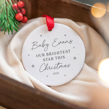 Baby's First Christmas Bauble With Custom Name 2025, 7 of 7