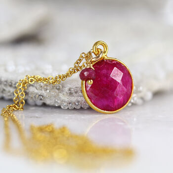 Round Ruby Pendant Necklace In Silver Or Gold, 2 of 9