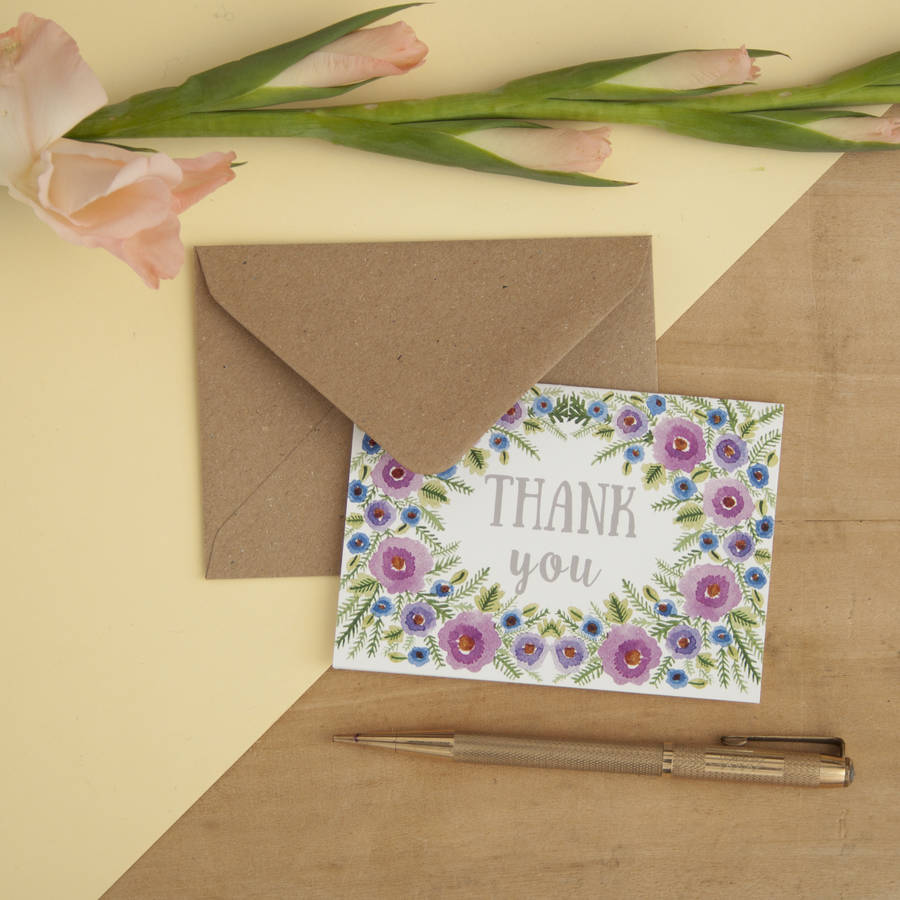 set of six floral mini thankyou cards by little paisley designs ...