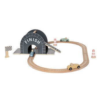 Personalised Wooden Car Racetrack Toy With Pitstop, 2 of 3
