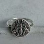 Sterling Silver Bee Coin Ring Ancient Symbolism, thumbnail 1 of 9