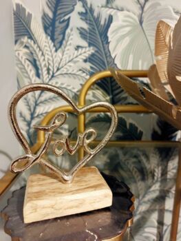 Silver Heart With Love On A Wooden Base, 3 of 3