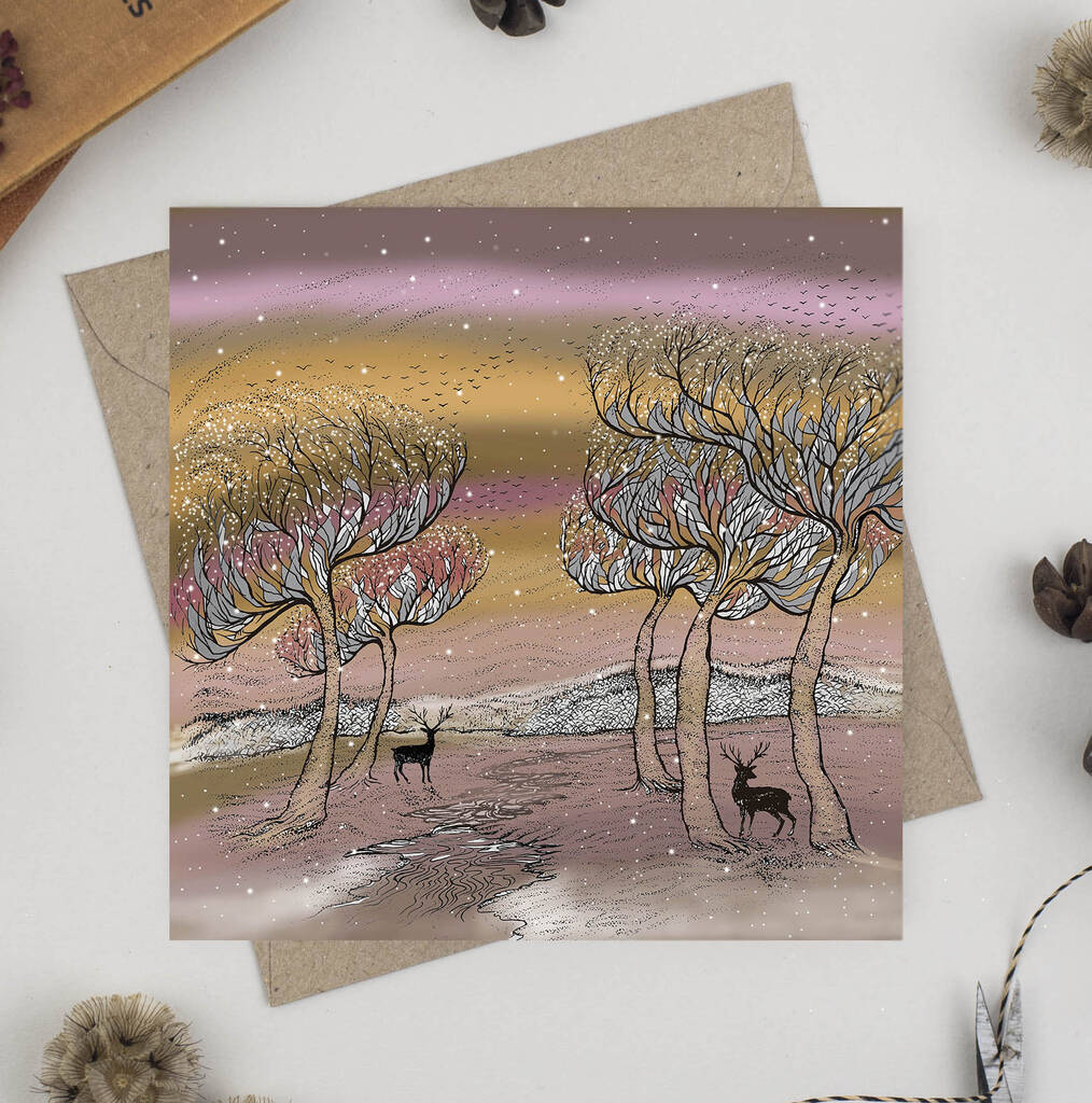 'Stags By The River' Christmas Card