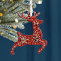 Set Of Five Handmade Sparkling Reindeer Baubles, thumbnail 5 of 5