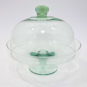 Recycled Glass Cake Stand | Two Styles | Optional Dome, 6 of 7