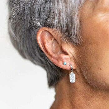 Tiffany Blue Opal Recycled Silver Stud Earrings, 2 of 5