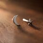 Sterling Silver Mini Star And Moon Stud Earrings, thumbnail 1 of 6