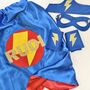 Kids Superhero Cape, Personalised And Lined Satin, thumbnail 2 of 12