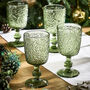 Set Of Four Green Paisley Wine Goblets, thumbnail 1 of 7