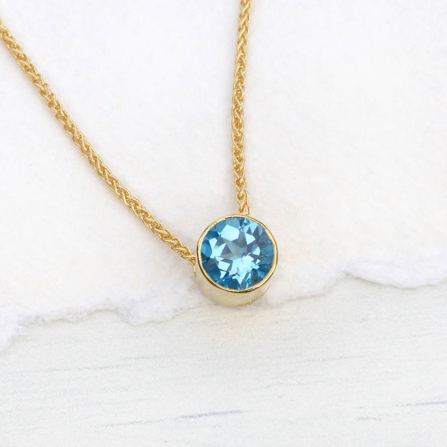 Blue Topaz Necklace In 18ct Gold December Birthstone By Lilia Nash 