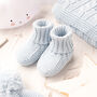 Toffee Moon Baby Boy Blue Knitted Booties, thumbnail 6 of 12