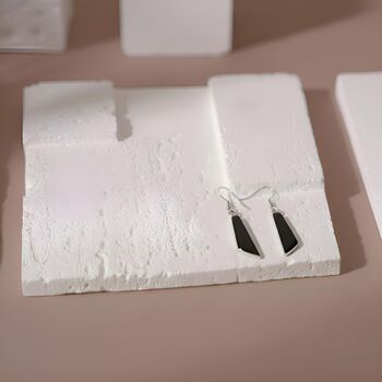 Handmade Sterling Silver Black Onyx Tapered Drop Earrings, 3 of 5