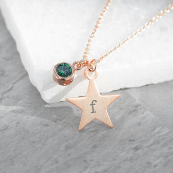 Personalised Rose Gold Star Birthstone Crystal Necklace, 9 of 12