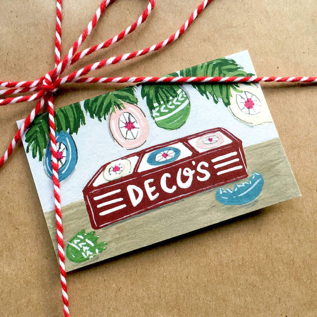 hand illustrated ‘decos’ christmas gift cards by rosie jo's