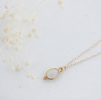 Gold Oval Dotted Gemstone Pendant Necklace, 3 of 11