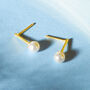 Gold Plated Pearl Stud Earrings, thumbnail 1 of 6