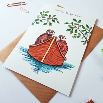 'You Float My Boat' Meerkat Greetings Card, 2 of 2