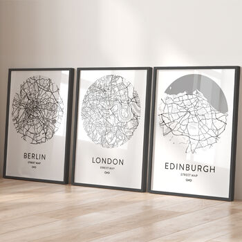 Three Custom Round City Map Posters, 4 of 5