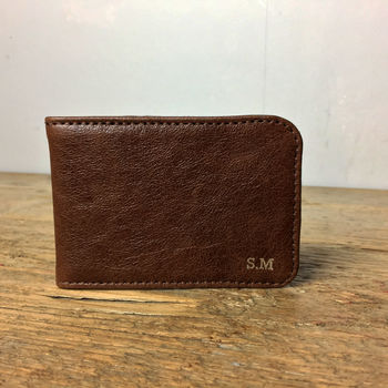 Personalised Brown Leather Card Holder, 2 of 4