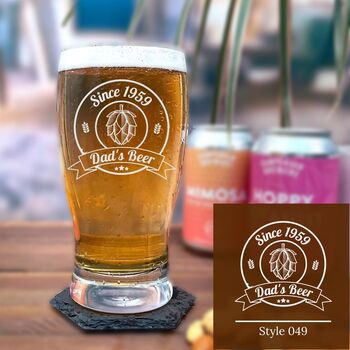 Personalised Pint Glass W/ Coaster Custom Beer Gift, 9 of 12