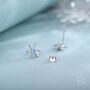 Blue Cz Snowflake Stud Earrings In Sterling Silver, thumbnail 7 of 12