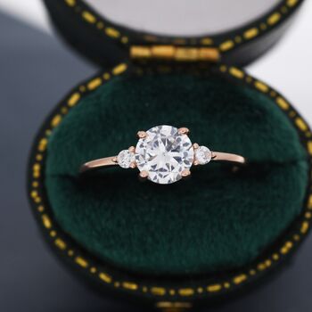One Carat Cz Ring In Sterling Silver Plain Ring Band, 2 of 11