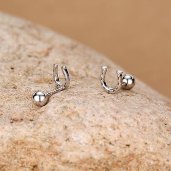 Sterling Silver Horseshoe 18 G Screw Back Stud Earrings, 6 of 11