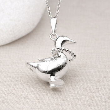 Personalised Sterling Silver Mother Goose Necklace With Heart Charm, 3 of 8