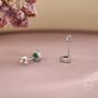 Tiny Emerald Green Cz Heart Stud Earrings, thumbnail 6 of 12