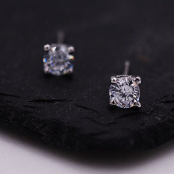 Sterling Silver Extra Small Cz Stud Earrings, 2 of 12