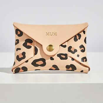 Personalised Leopard Print Leather Card + Coin Purse, 4 of 7