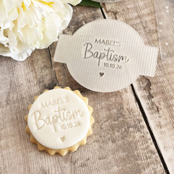 Personalised Baptism Fondant Embosser With Name And Date, 6 of 9