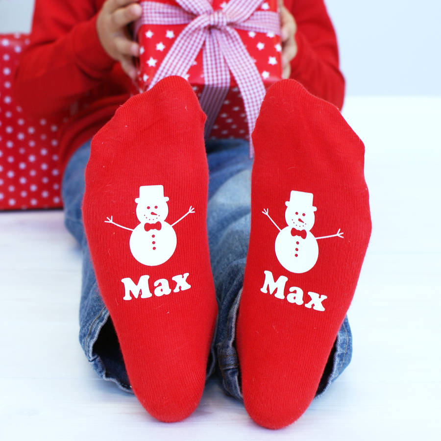 Personalised Kids Snowman Socks, 1 of 4