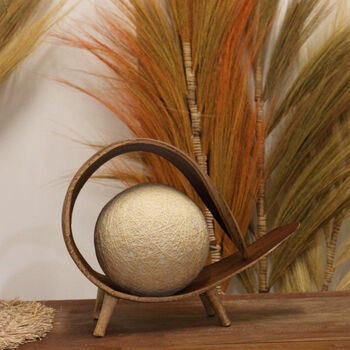 Handmade Coconut Leaf Table Lamp – Natural Cream Light, 11 of 12