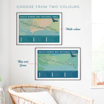 South Downs Way Art Print With Map And Tick List, 7 of 8