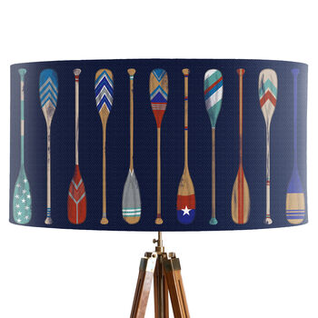 Vintage Style Oars Blue On White Lamp Shade, 9 of 11