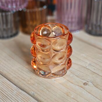 Bubble Glass Orange Medium Tea Light Holder, 2 of 2