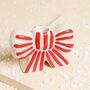 Red And White Stripe Bow Ceramic Candle Holder, thumbnail 3 of 3