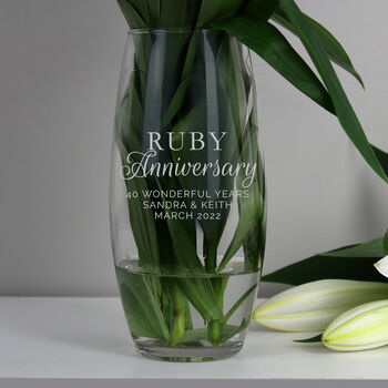 Personalised Ruby Anniversary Glass Bullet Vase, 3 of 3