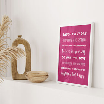 'How To Be Happy' Inspirational Quote Print, 8 of 9