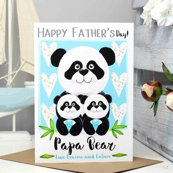 Personalised Panda Twins Father's Day Card, 9 of 10